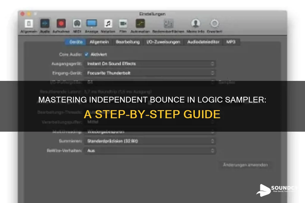 how to bounce sounds out independently in logic sampler