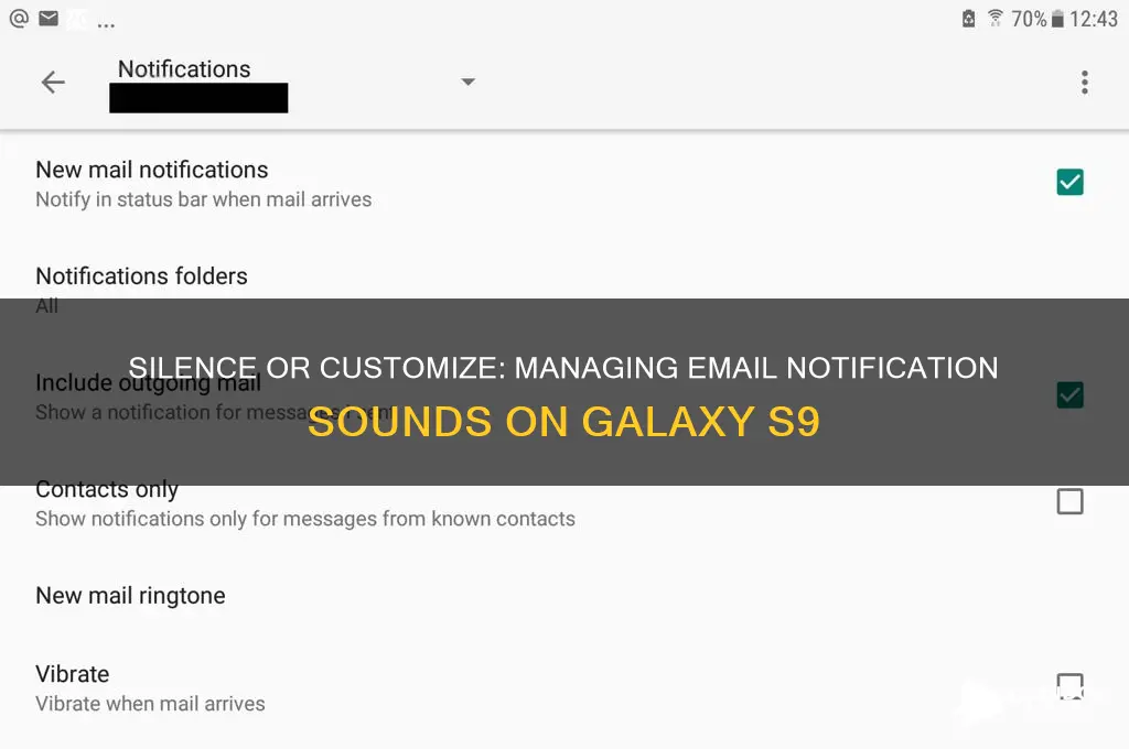 how to control email notification sound for galaxy s9