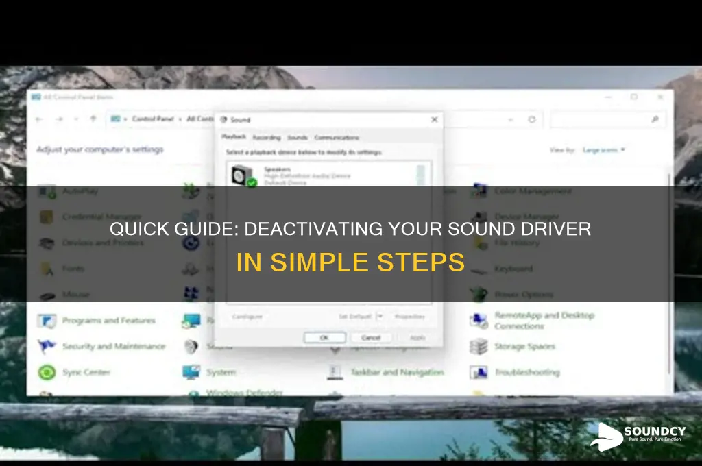 how to deactivate sound driver