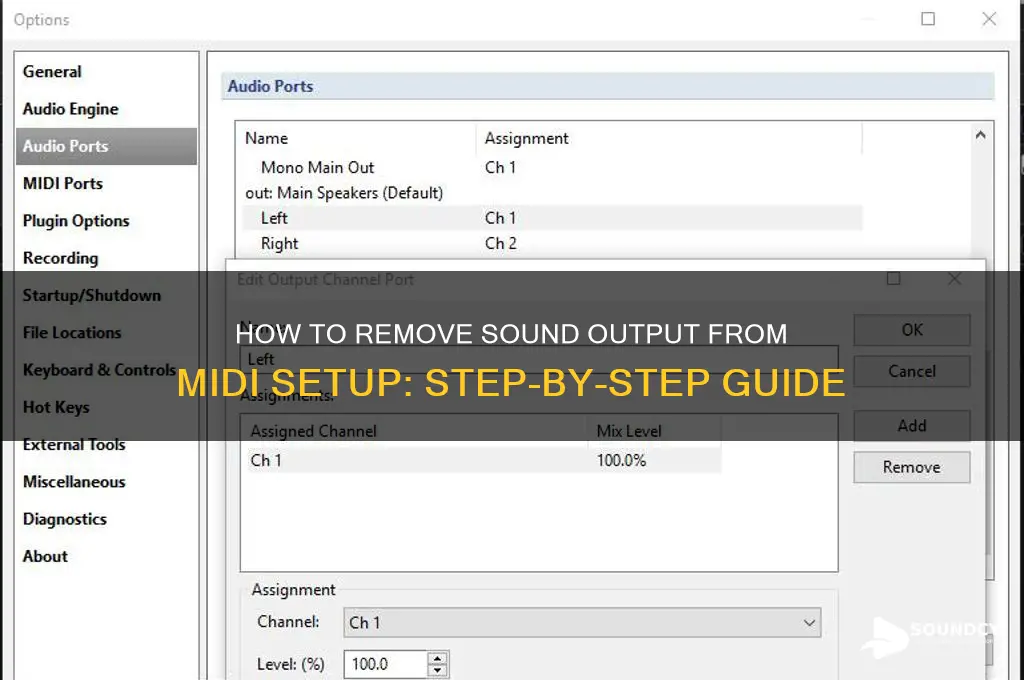 how to delete a sound output from midi setup