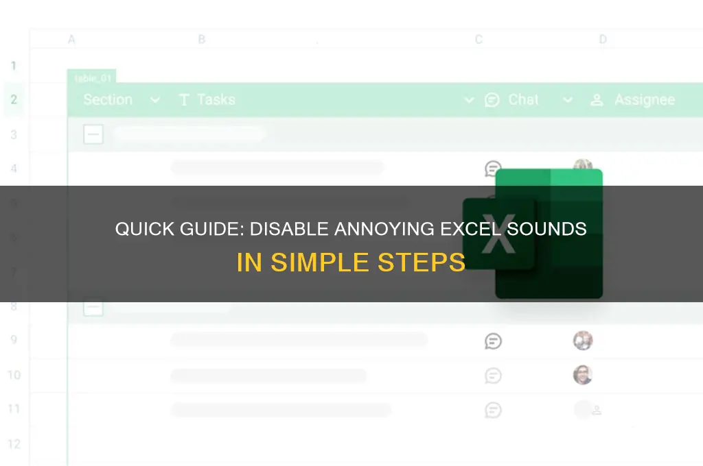 how to disable excel sounds
