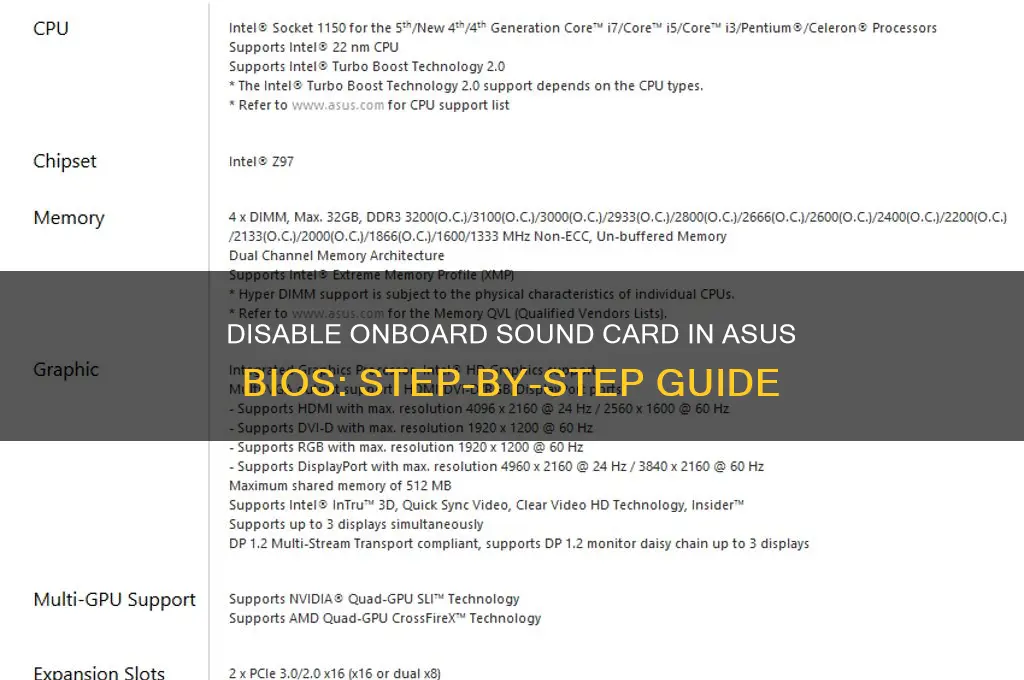 how to disable onboard sound card in bios asus