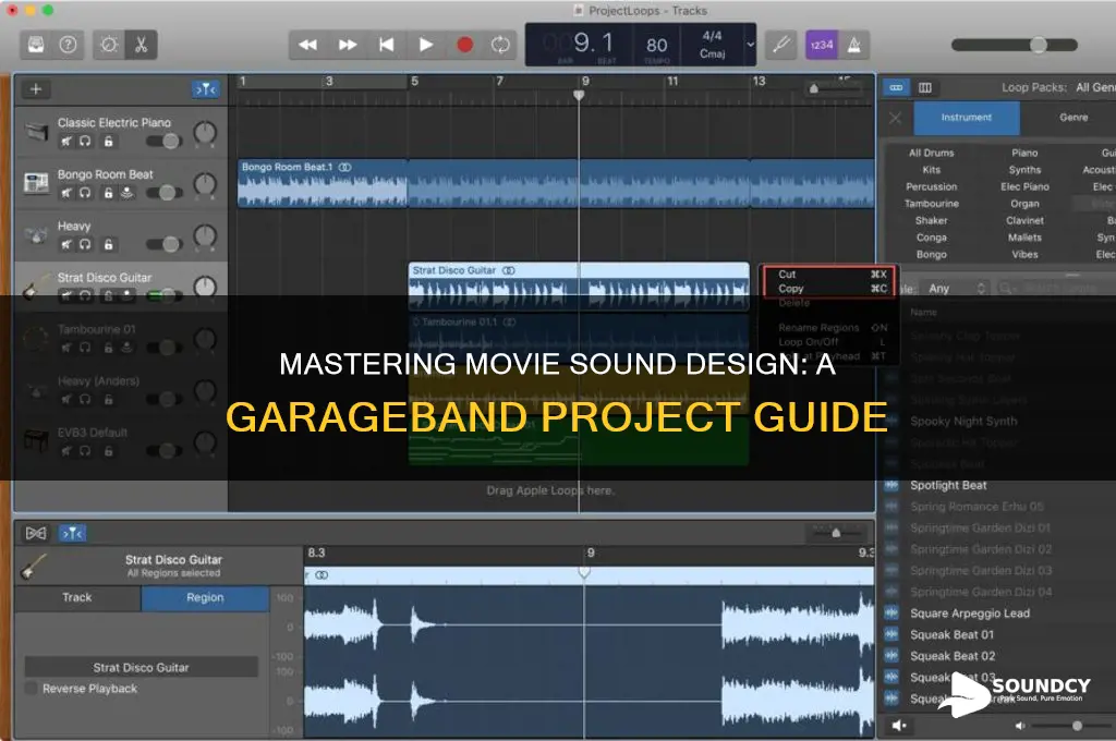 how to do a movie sound project in garageband