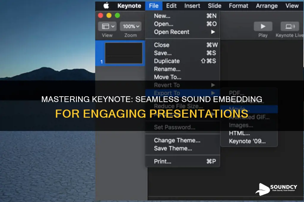 how to embed sound keynote