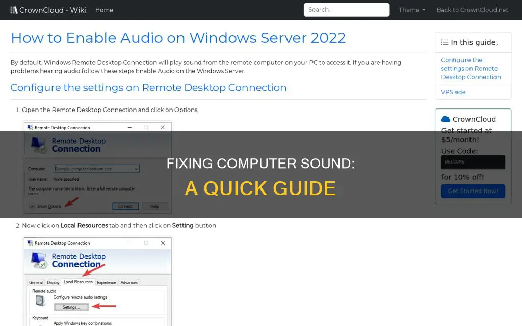 how to enable sound on computer