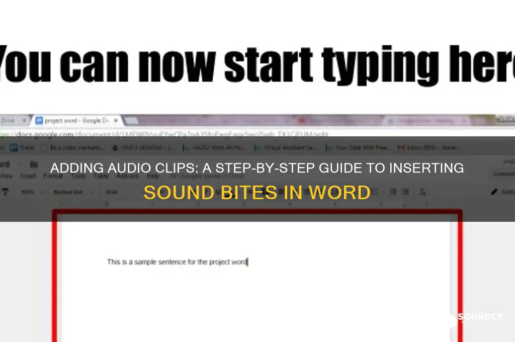 how to insert a sound bite in word document