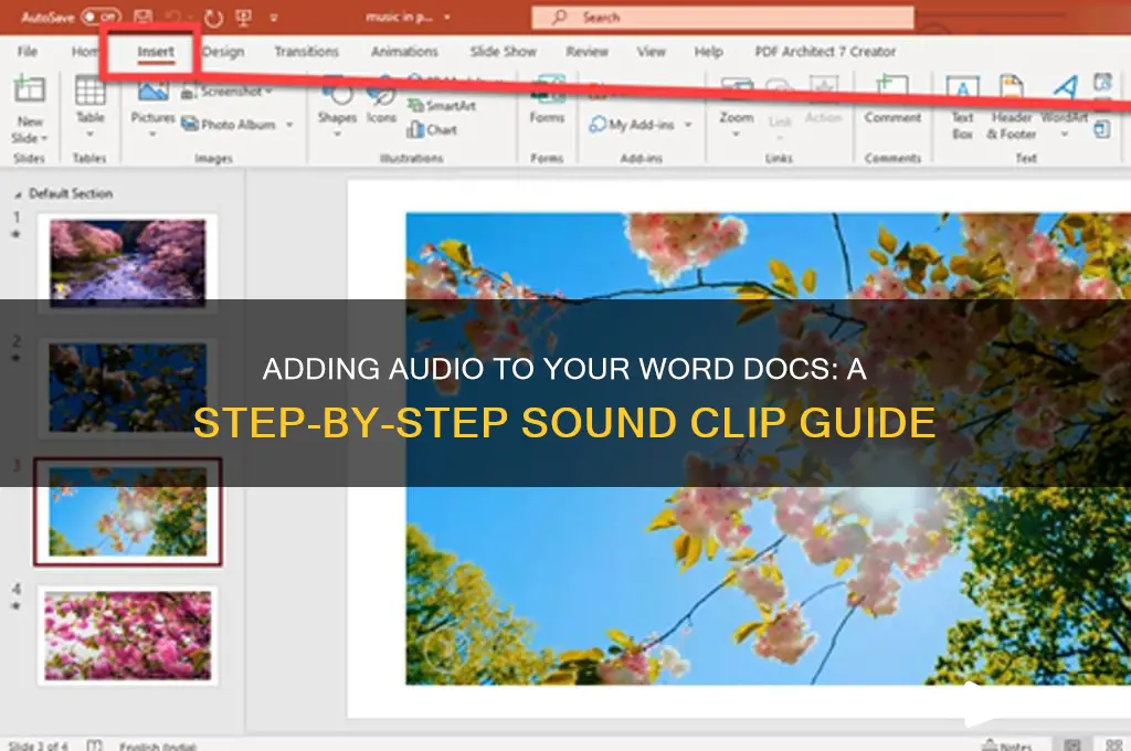 how to insert a sound clip in microsoft word