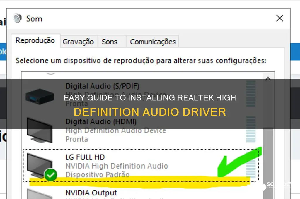 how to install sound driver realtek high definition audio