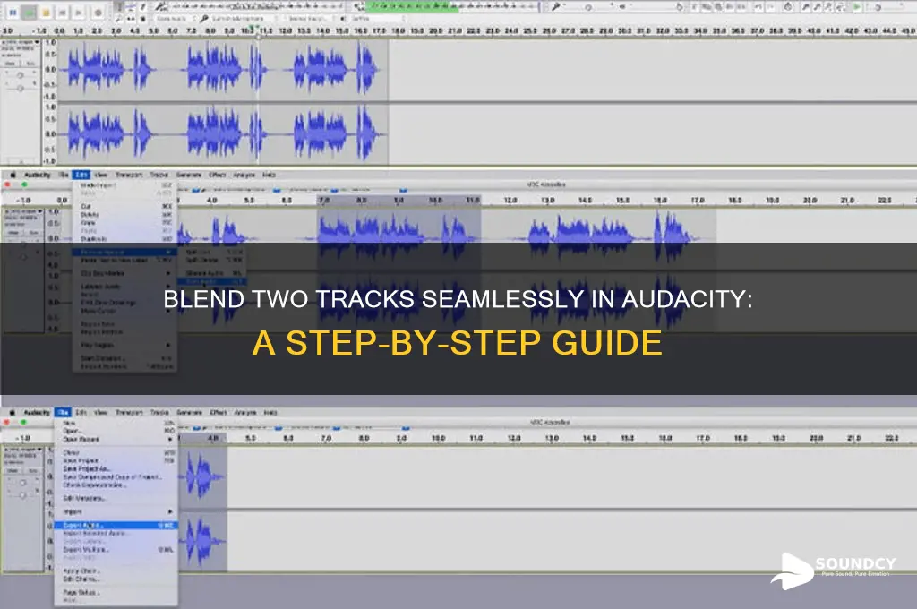 how to make 2 tracks sound like 1 audacity