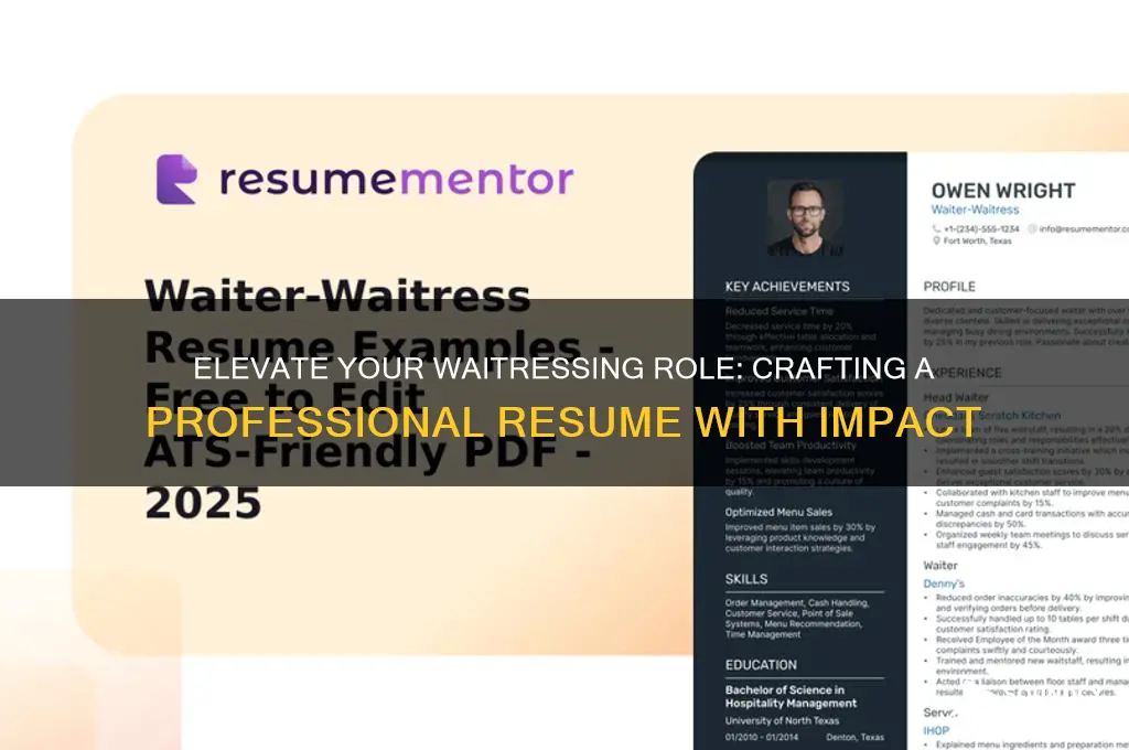 how to make a waitressing job responisbilties sound professional