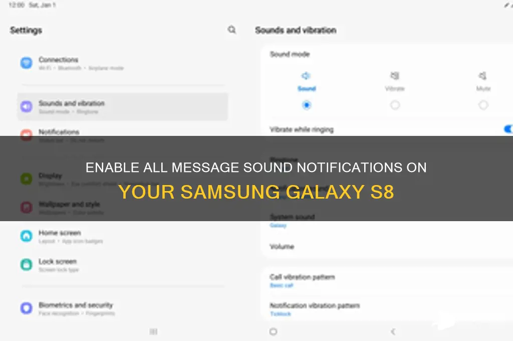 how to make all messages sound notification on s8