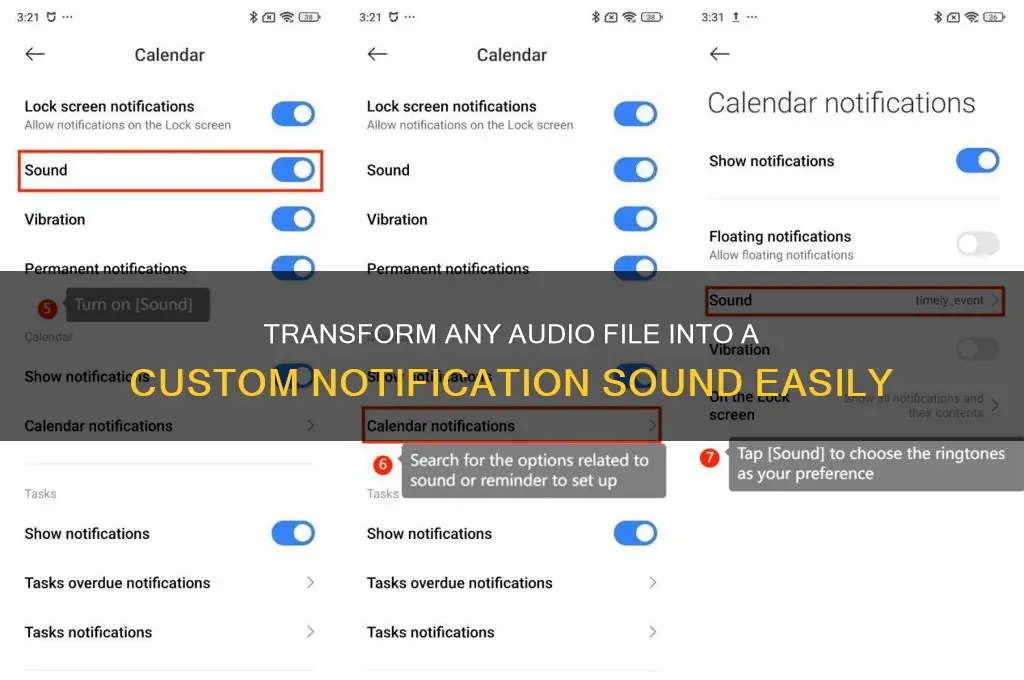 how to make an audio file a notification sound