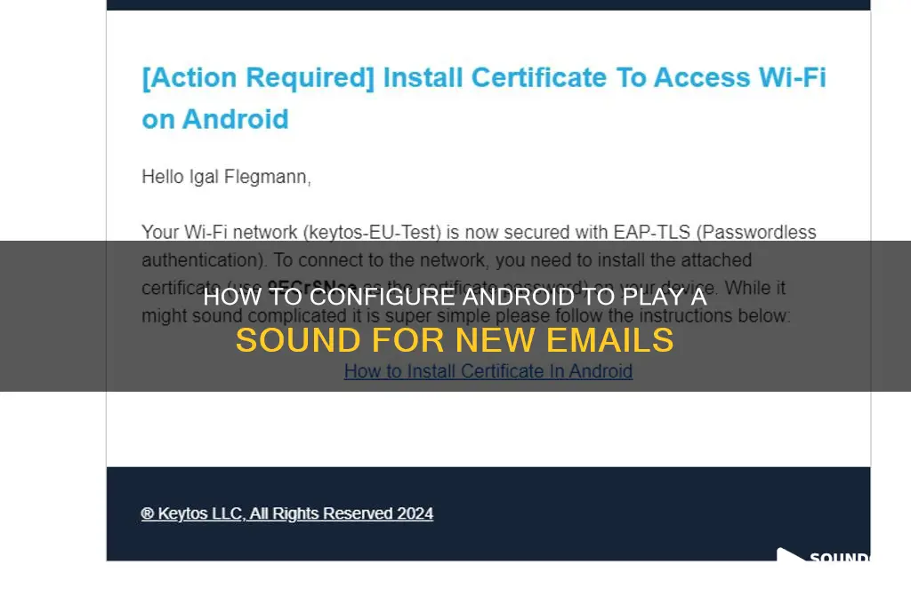 how to make android make a sound on email