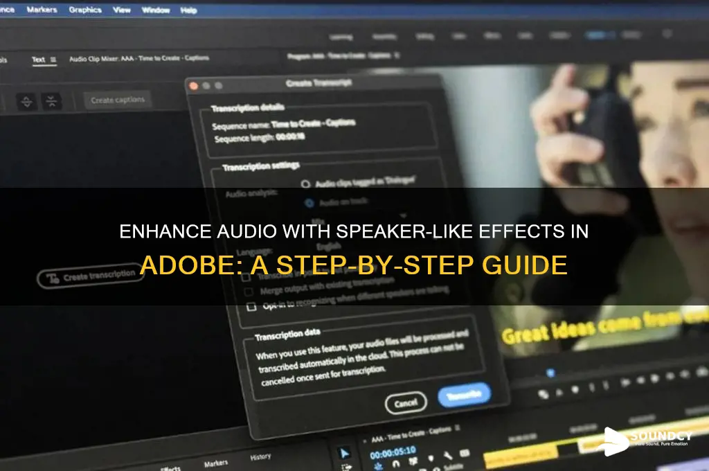 how to make audio sound like speakers on adobe