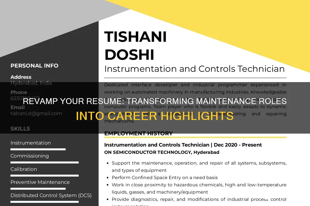 how to make maintenance sound cool on a resume
