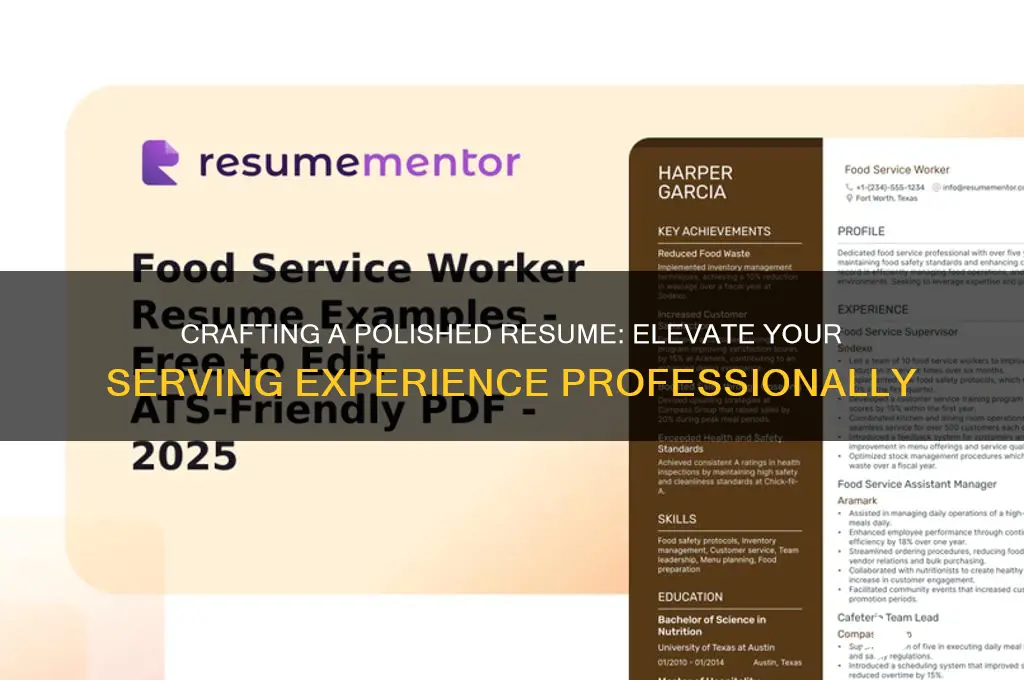 how to make serving sound professional on a resume
