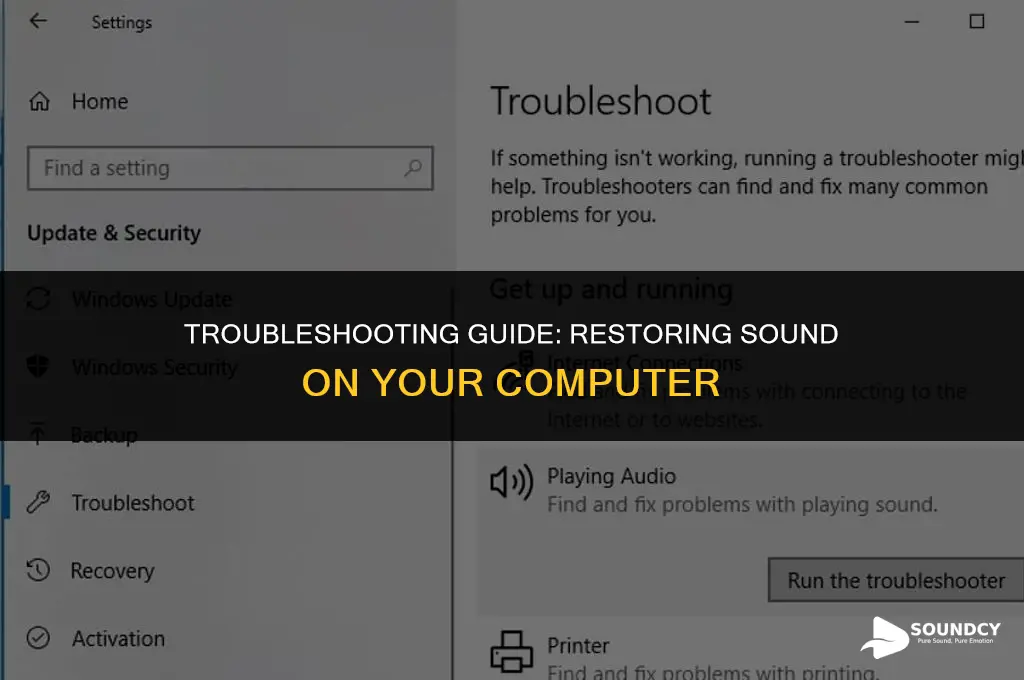 how to put the sound back on my computer