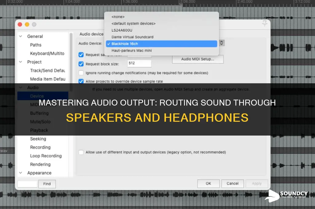 how to route sound through both speakers and headphones