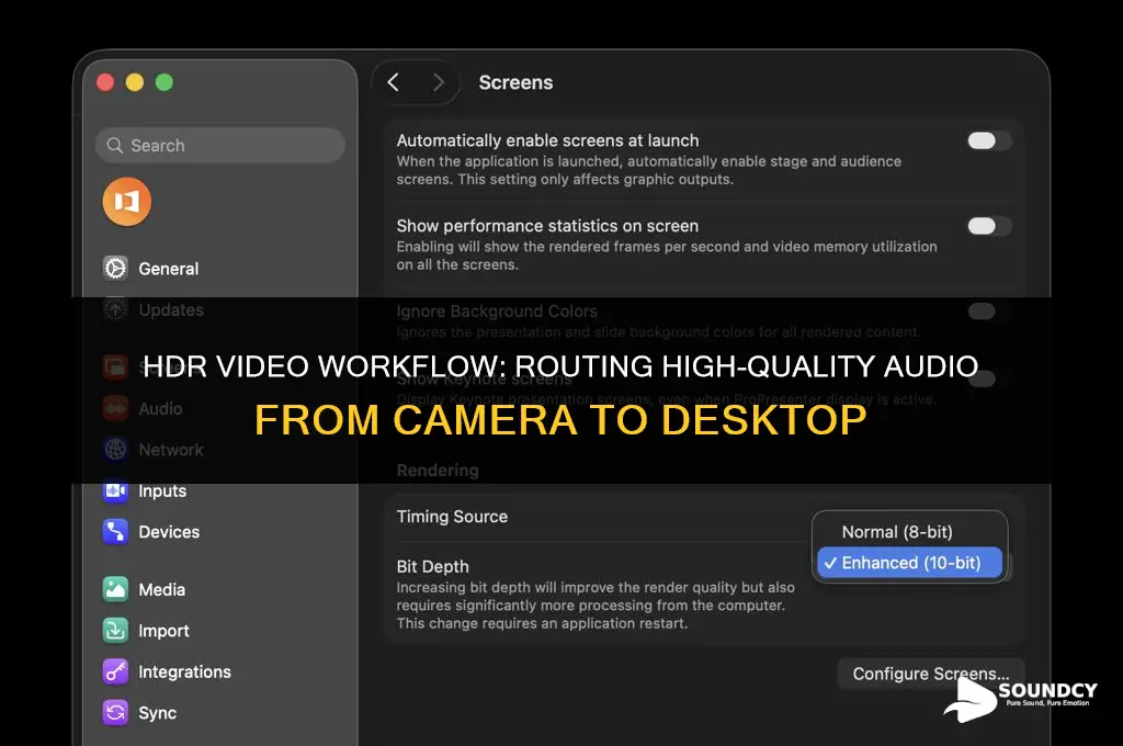 how to run sound in hdr camera to desktop