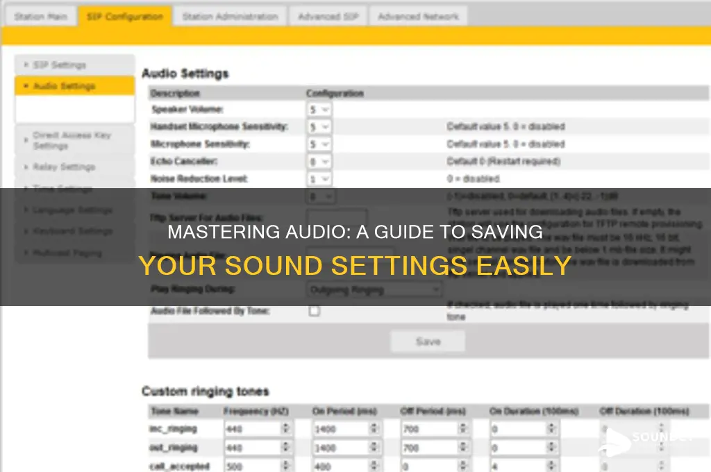 how to save sound settings
