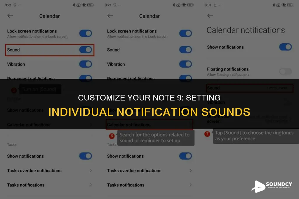 how to set individual notification sounds on note 9