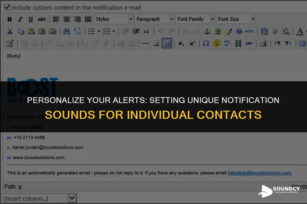 how to set notification sound for only one contact