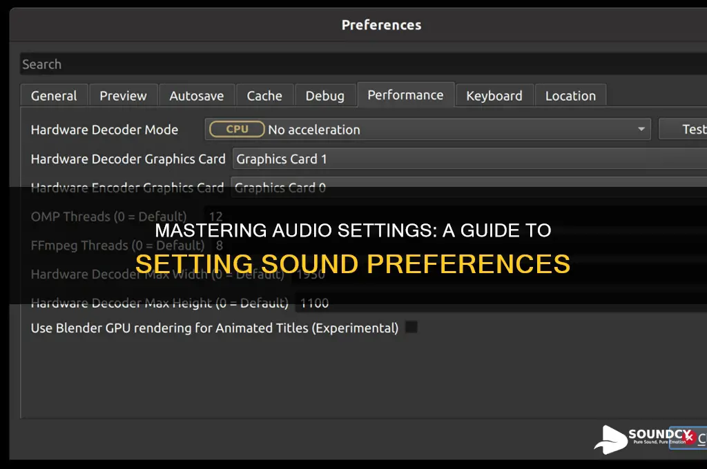 how to set perferance sound