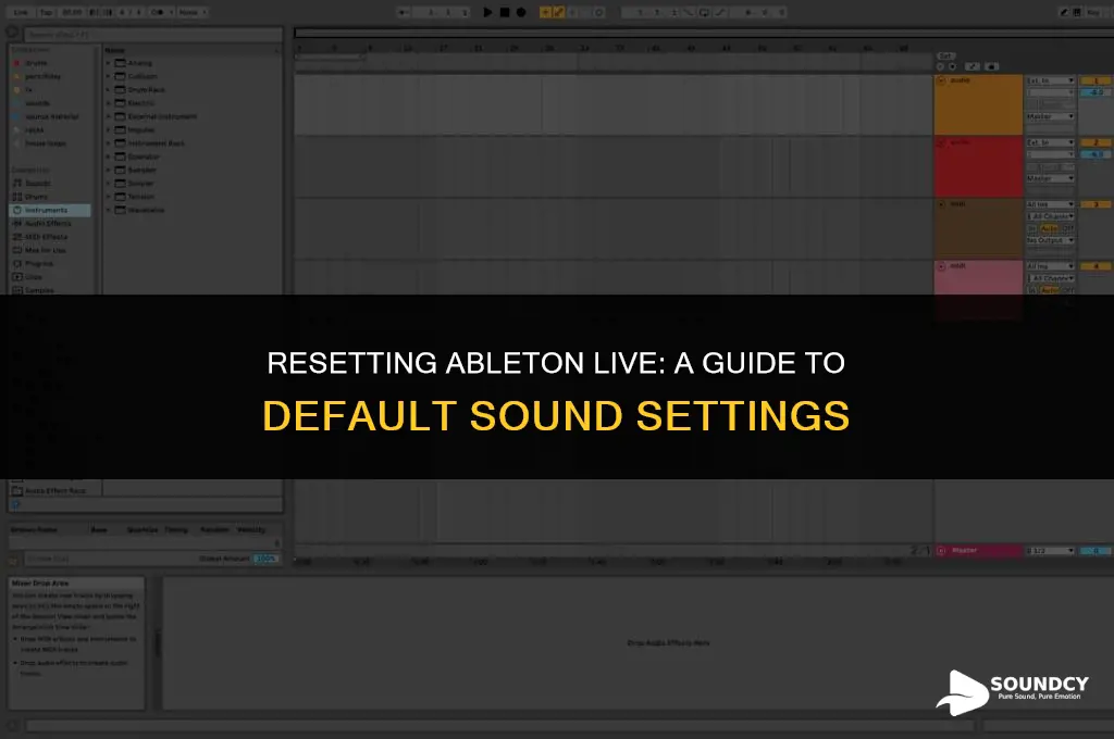 how to set sounds to default settings ableton live