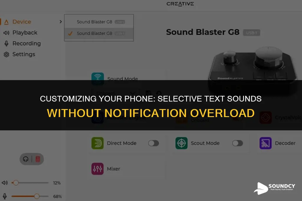 how to set text sound but not all notifications