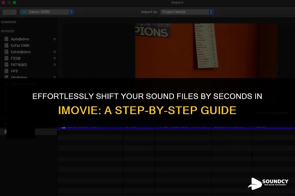 how to shift sound file by seconds in imovie