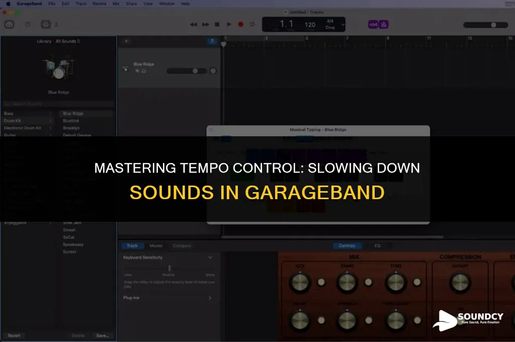 how to slow a sound down on garage band