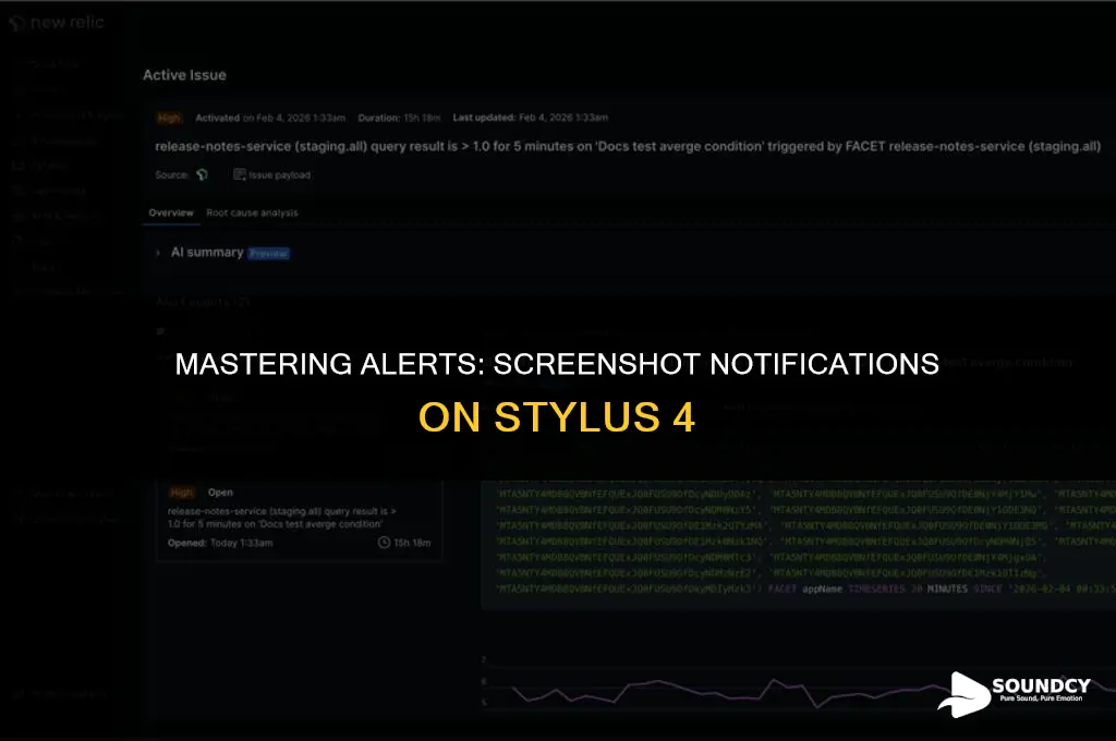 how to sound alerr when screenshot in stylus 4