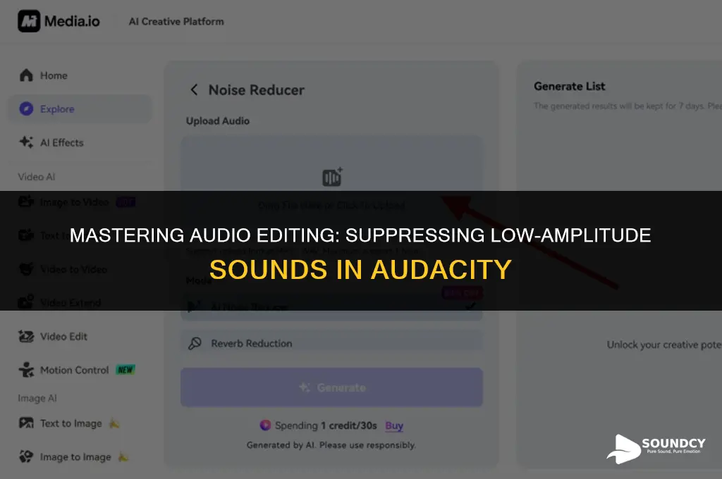 how to suppress sound below certain amplitude with audacity