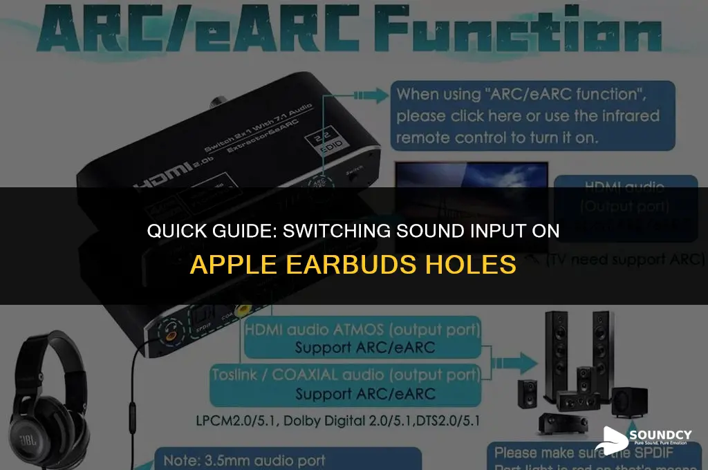 how to switch sound input on apple earbuds holes