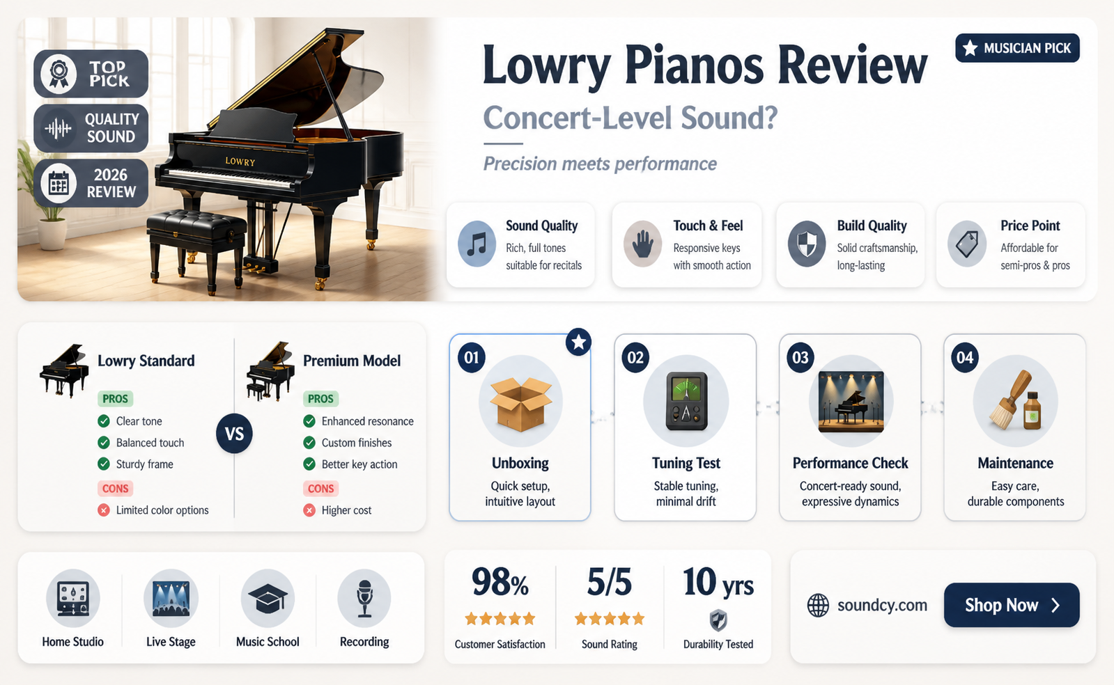 are lowry pianos concert sound
