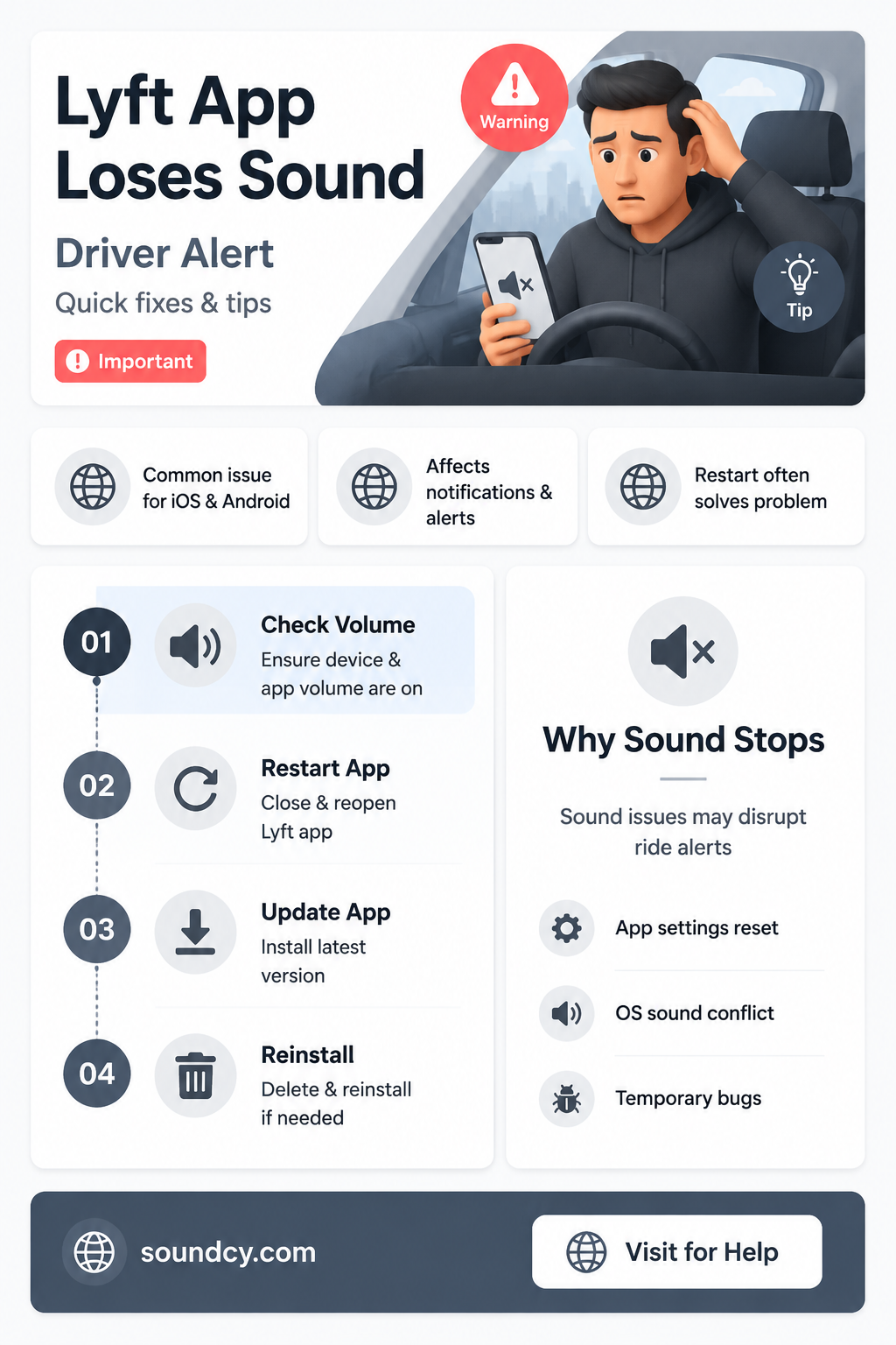 did driver lyft app lose sound