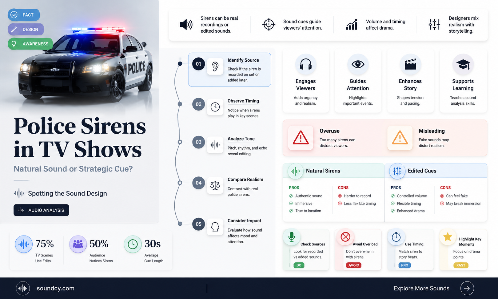 are police sirens in shows natural or sound cues