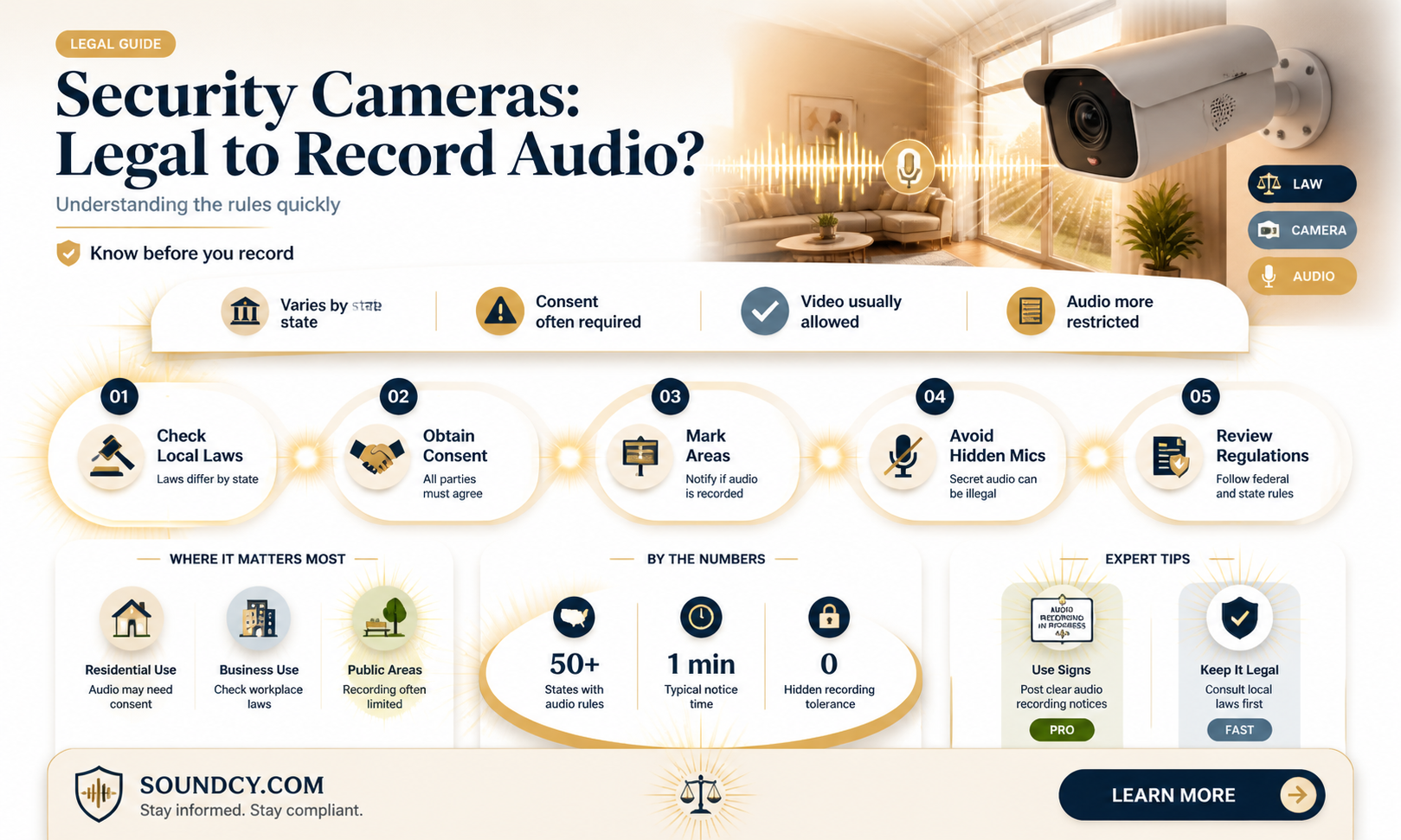 are security cameras with sound legal