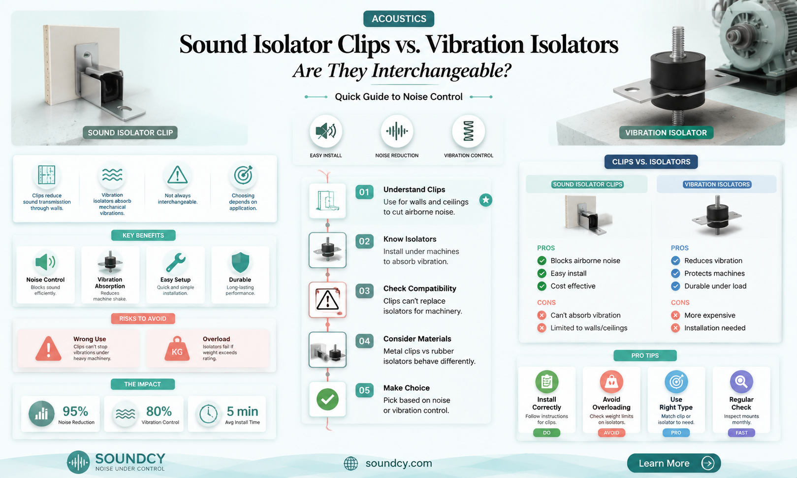 are sound isolator clips the same as vibration isolators