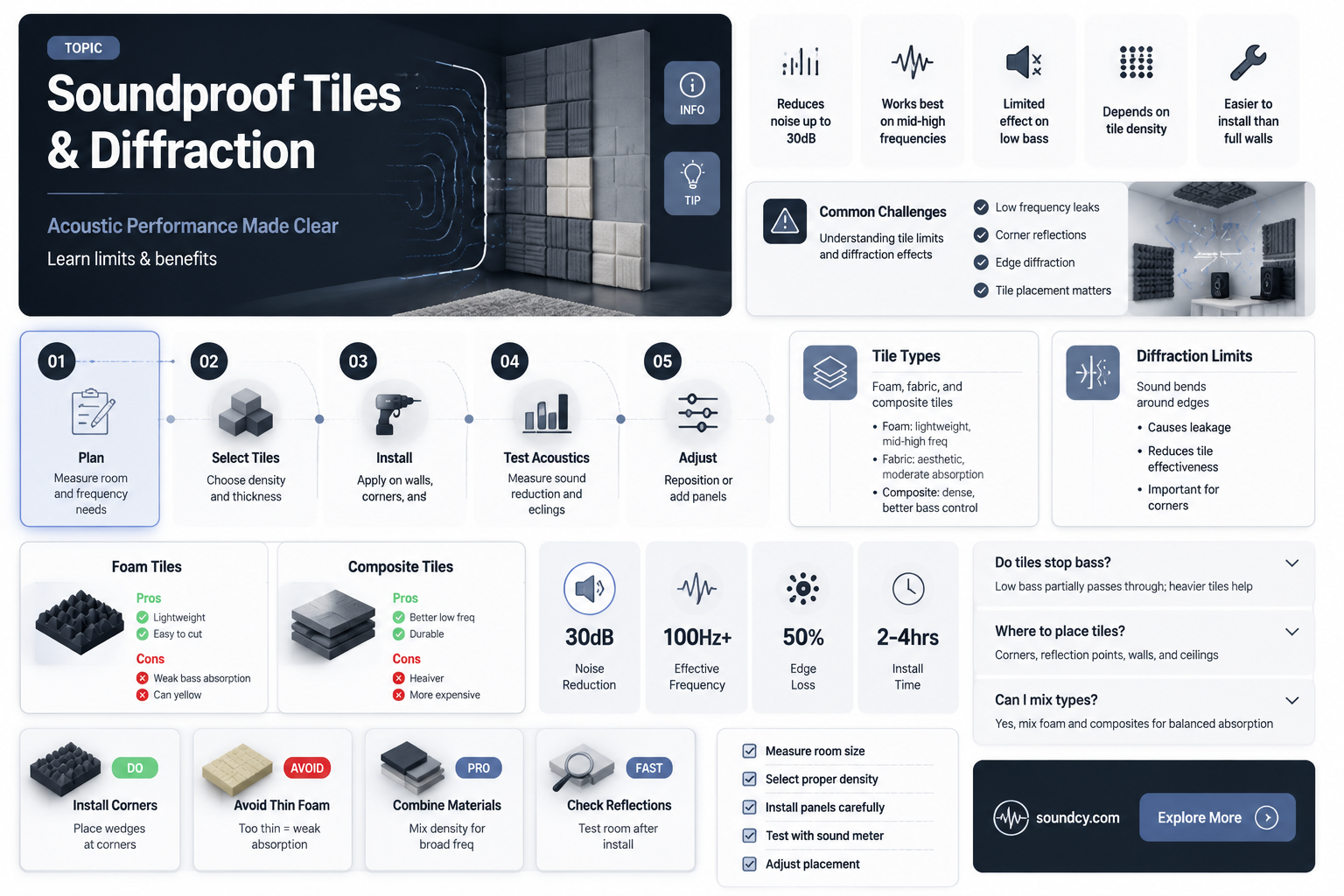 are sound proof tiles diffraction