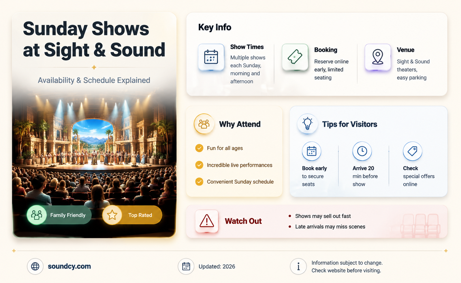 are there shows at sight and sound on sundays