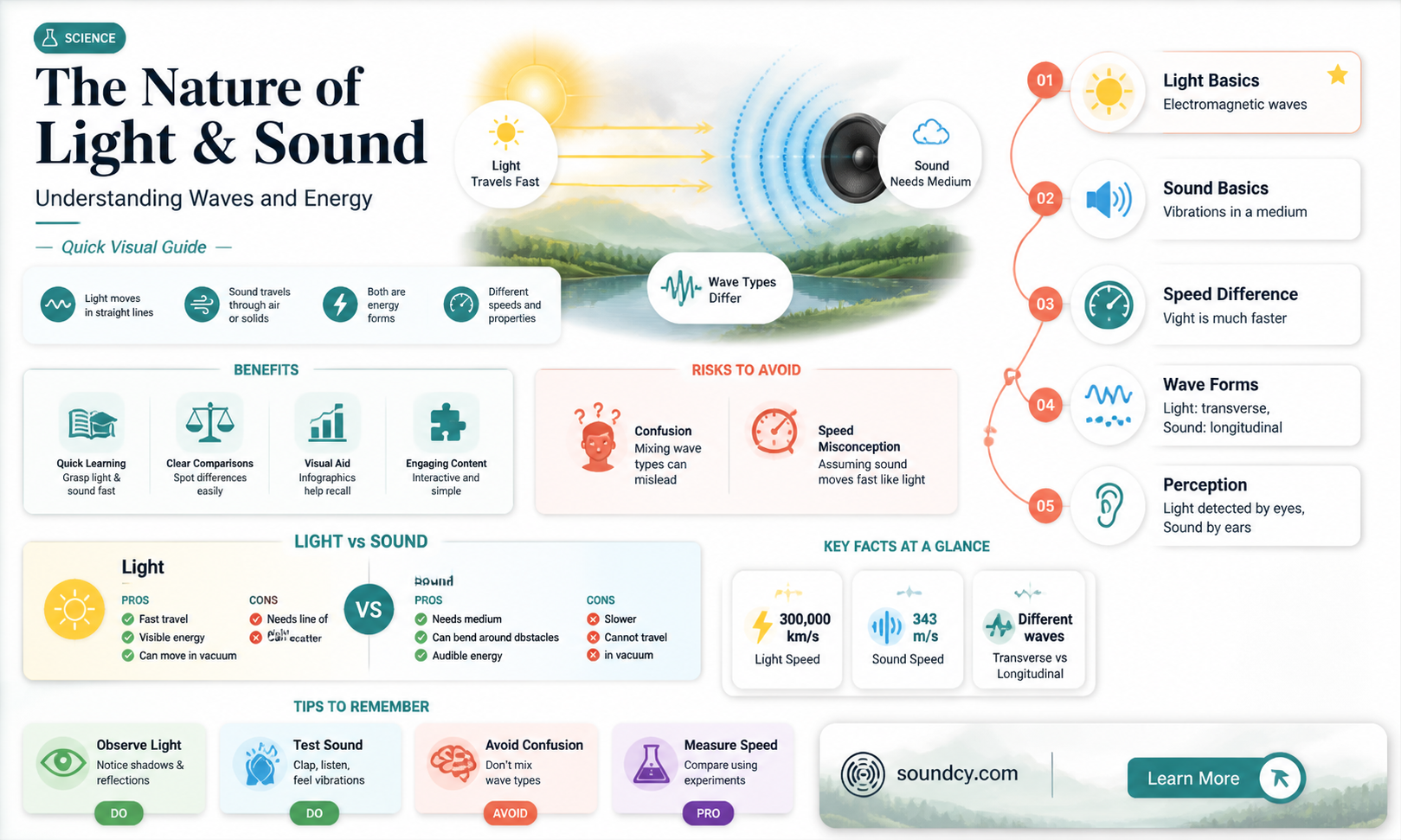 are light and sound the same