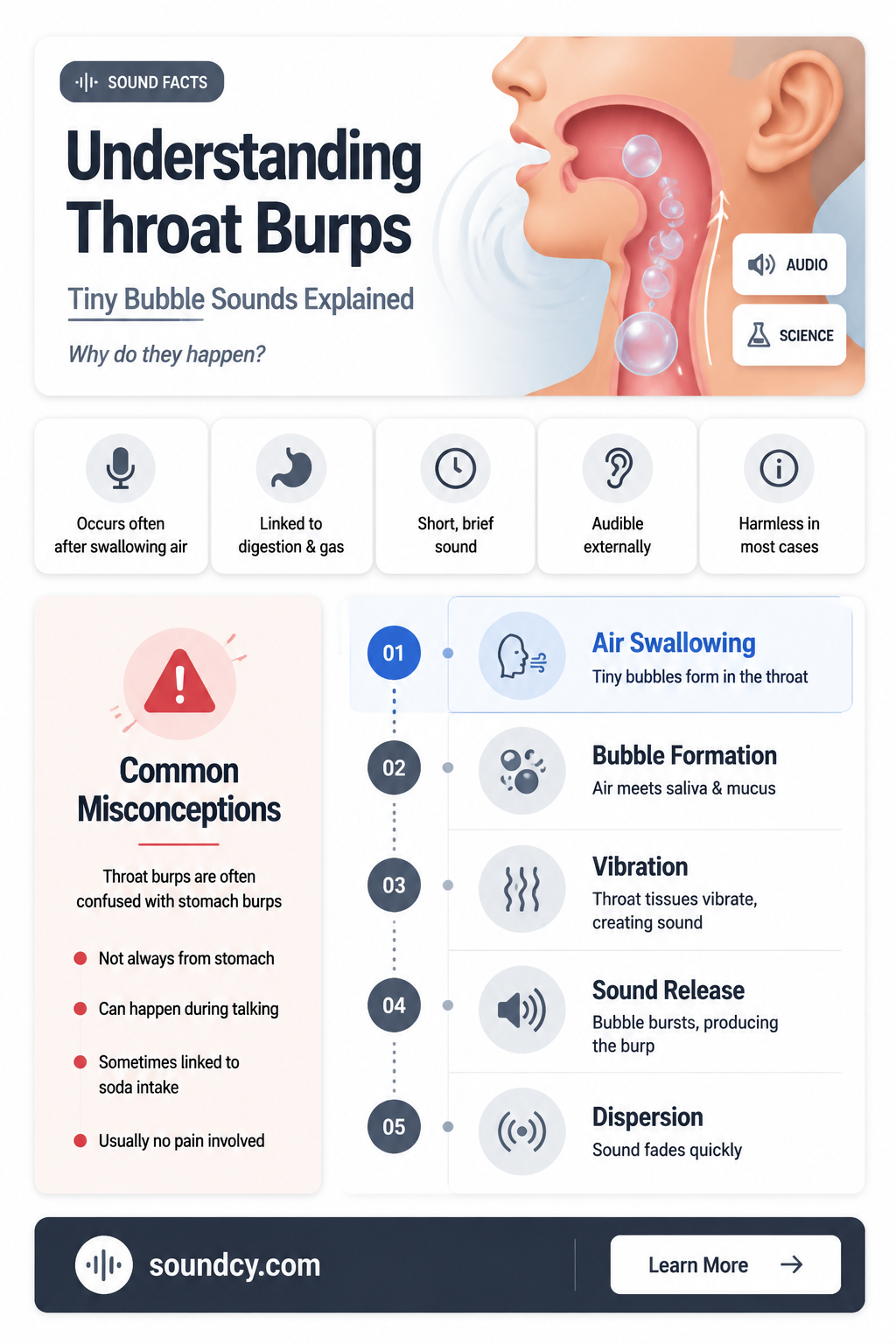 are sound of little bubbles on the throat burps
