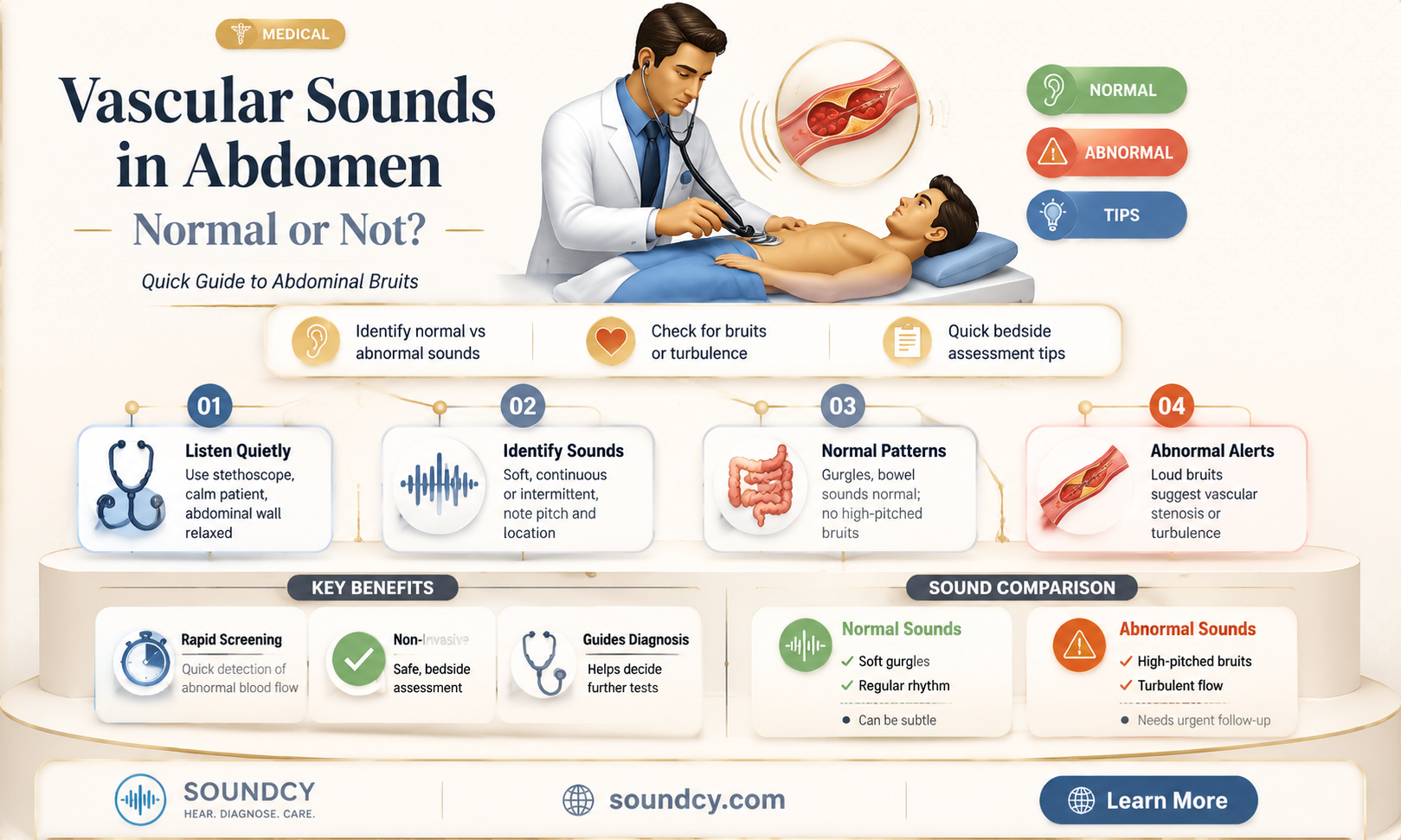 are vascular sounds normal in abdomen