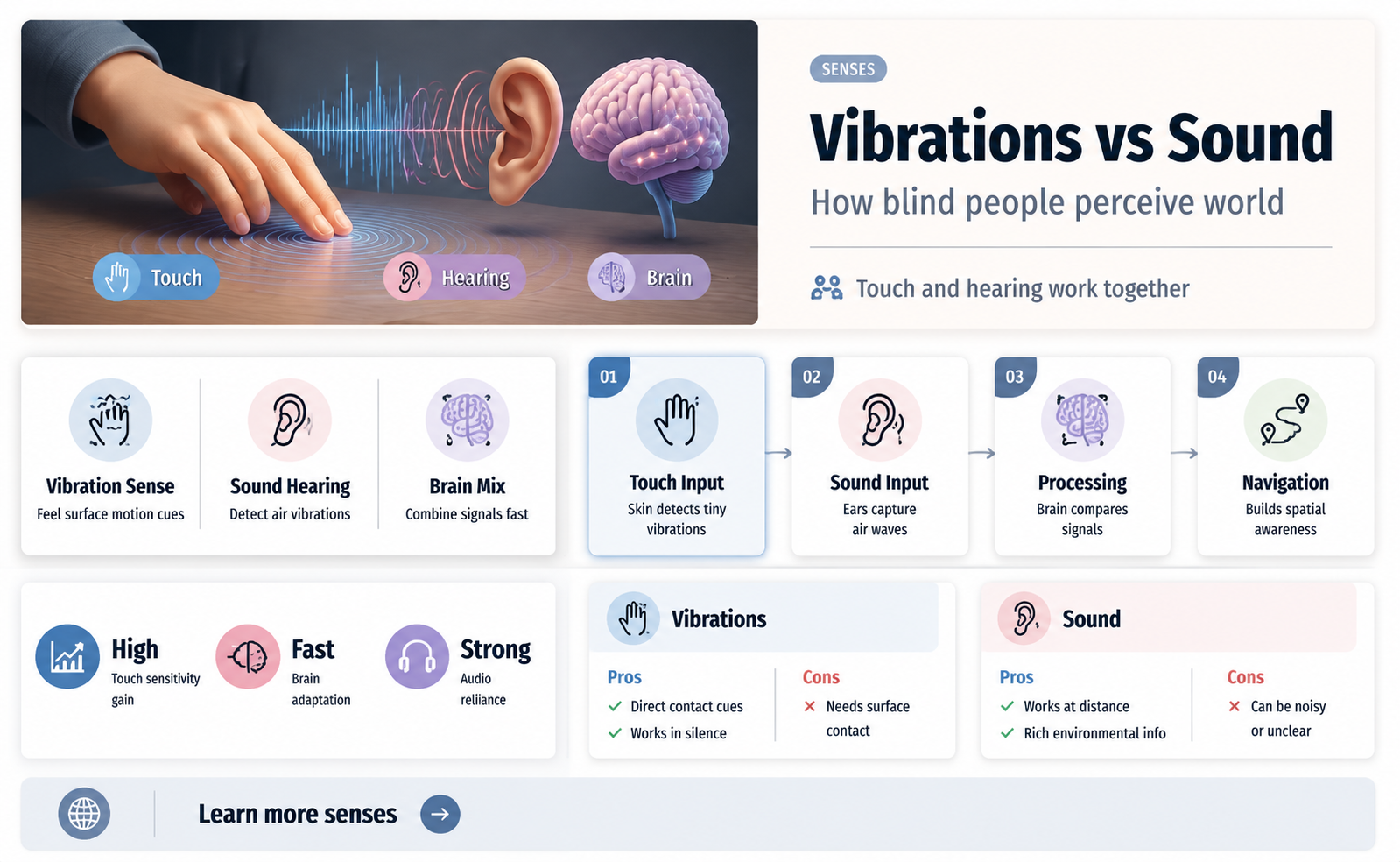 do blind people rely on vibrations or sound more