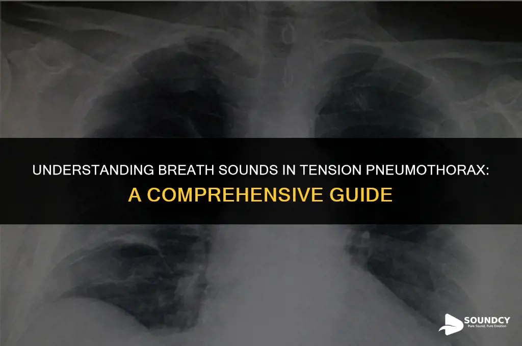 what are the breath sounds in a tension pneumonthorax