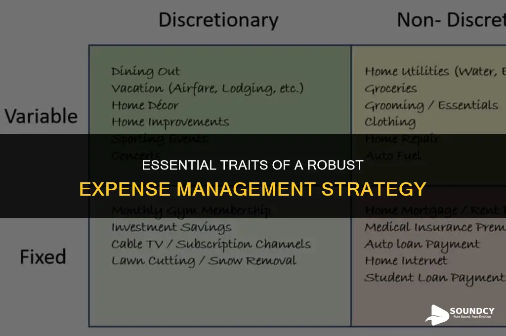 what are the characteristics of a sound expense plan