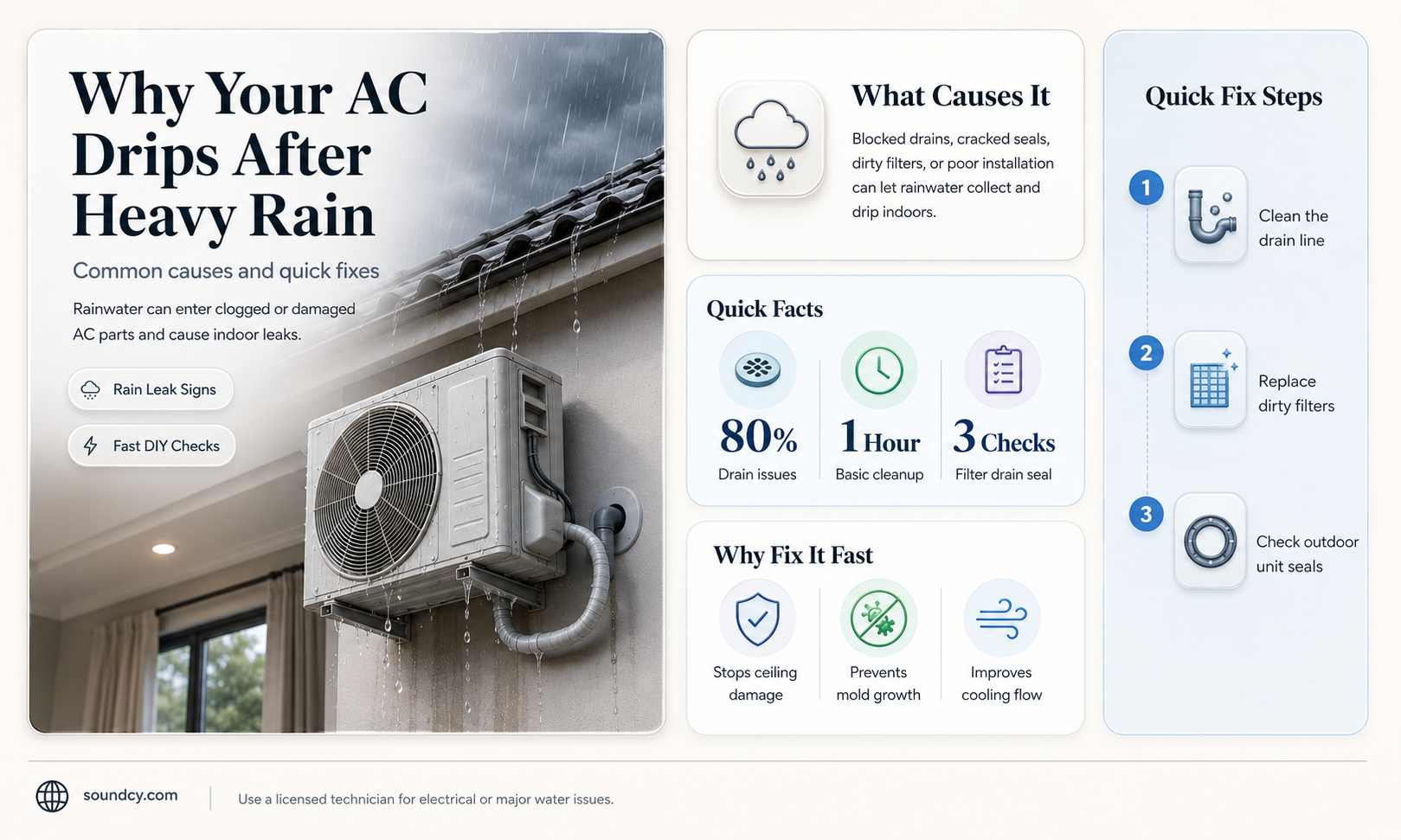 do air conditioner making dripping sound after heavy rain